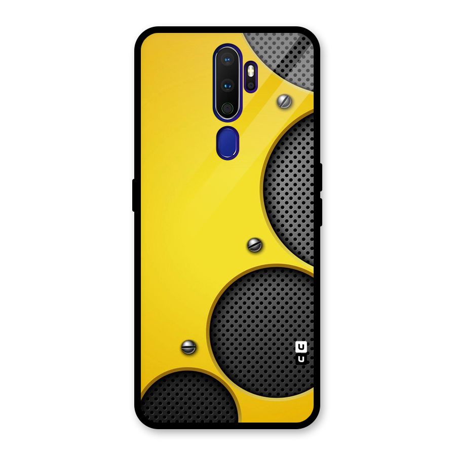 Black Net Yellow Glass Back Case for Oppo A9 (2020)
