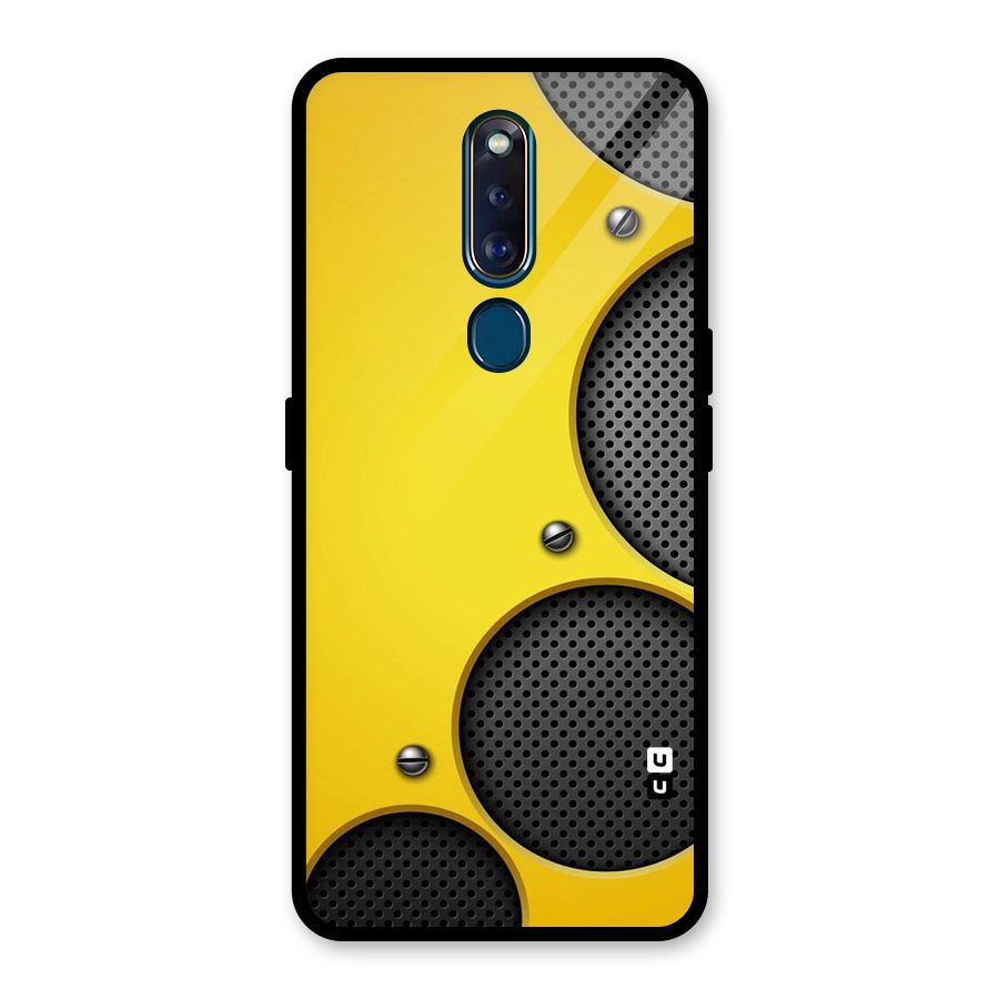 Black Net Yellow Glass Back Case for Oppo F11 Pro