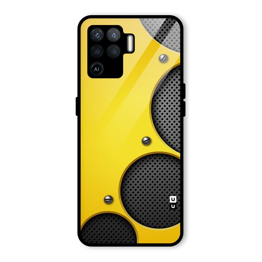 Black Net Yellow Glass Back Case for Oppo F19 Pro
