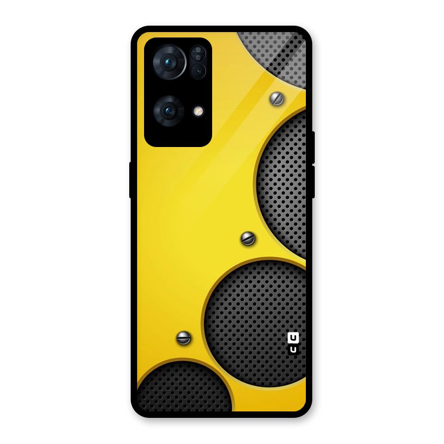 Black Net Yellow Glass Back Case for Oppo Reno7 Pro 5G