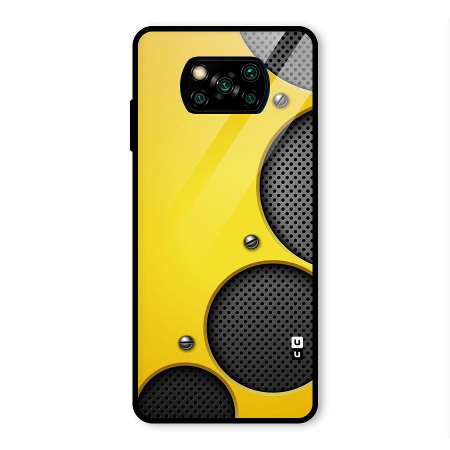 Black Net Yellow Glass Back Case for Poco X3 Pro