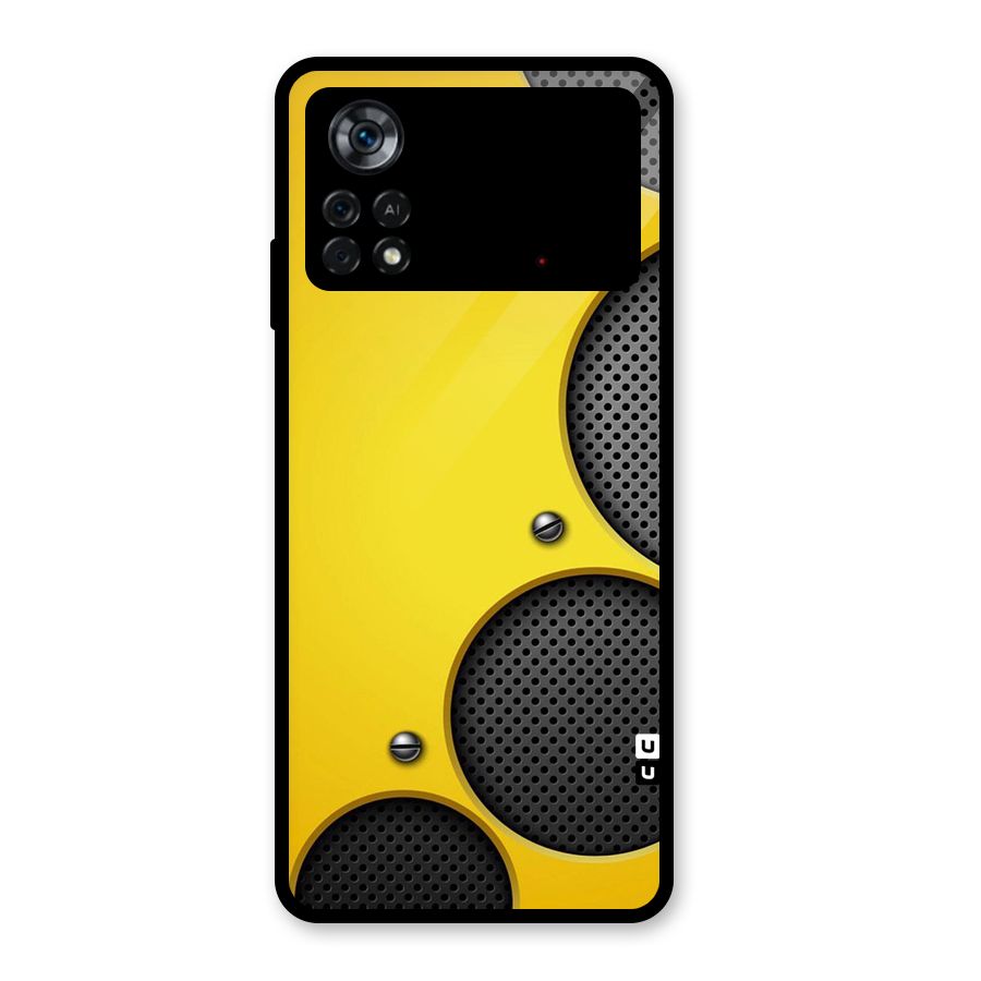 Black Net Yellow Glass Back Case for Poco X4 Pro 5G