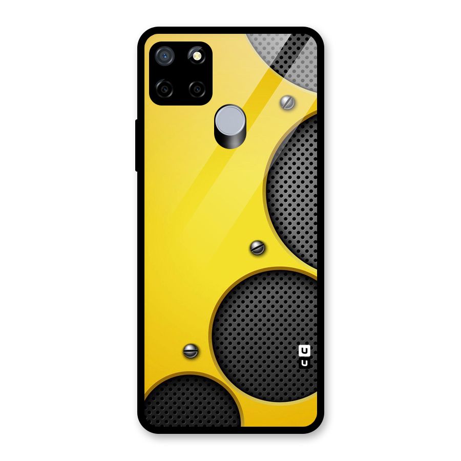 Black Net Yellow Glass Back Case for Realme C15