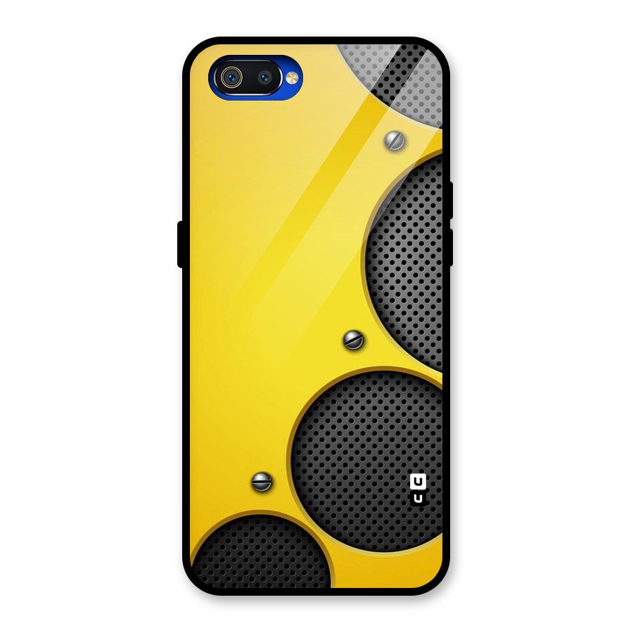 Black Net Yellow Glass Back Case for Realme C2