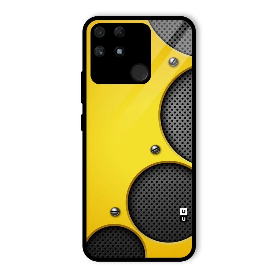 Black Net Yellow Glass Back Case for Realme Narzo 50A