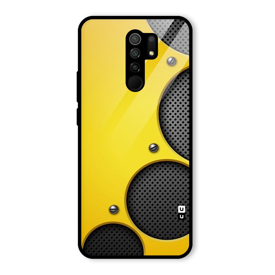 Black Net Yellow Glass Back Case for Redmi 9 Prime