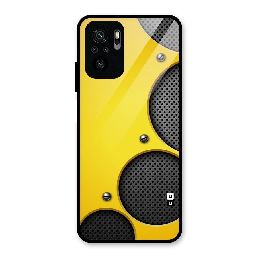 Black Net Yellow Glass Back Case for Redmi Note 10S