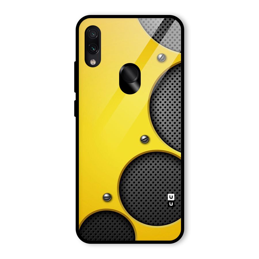 Black Net Yellow Glass Back Case for Redmi Note 7S
