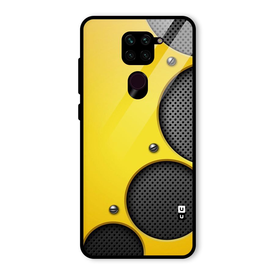 Black Net Yellow Glass Back Case for Redmi Note 9