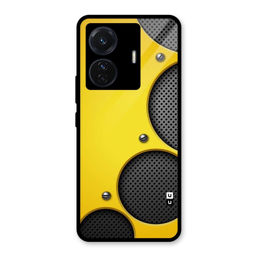 Black Net Yellow Glass Back Case for Vivo T1 Pro