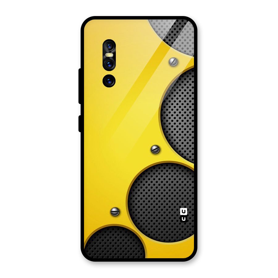Black Net Yellow Glass Back Case for Vivo V15 Pro