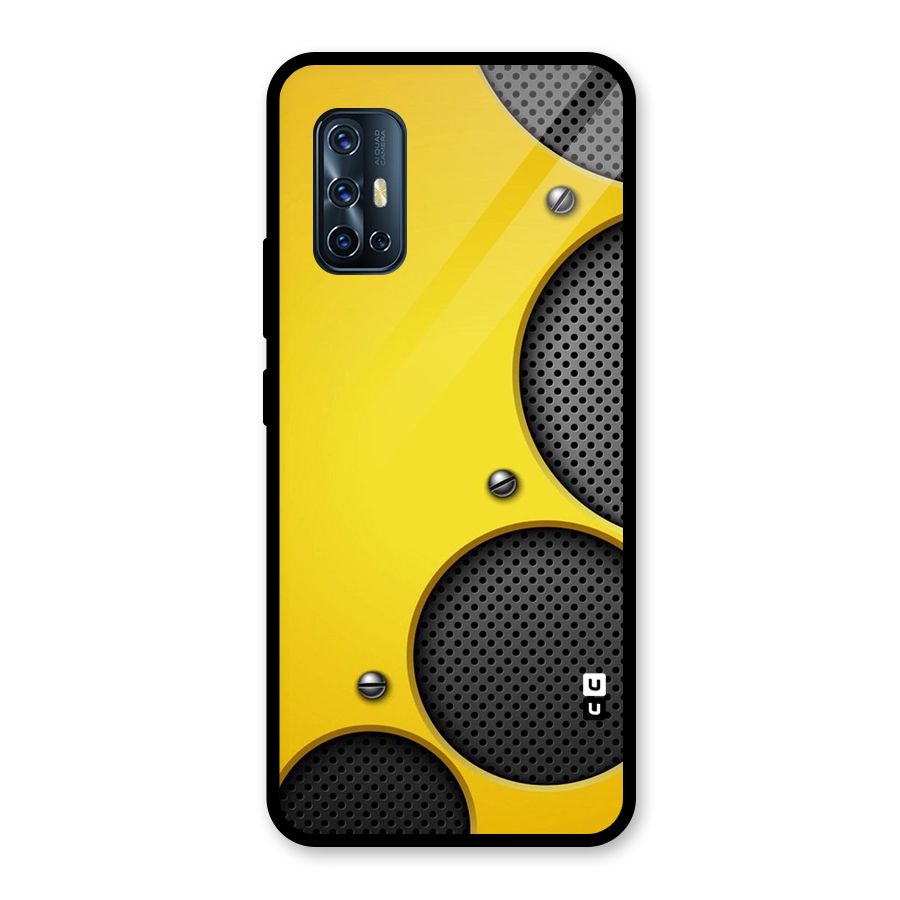 Black Net Yellow Glass Back Case for Vivo V17