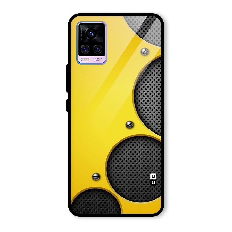Black Net Yellow Glass Back Case for Vivo V20 Pro