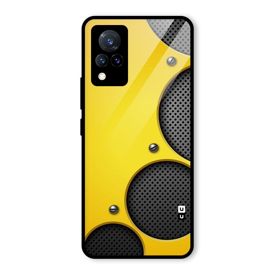 Black Net Yellow Glass Back Case for Vivo V21 5G