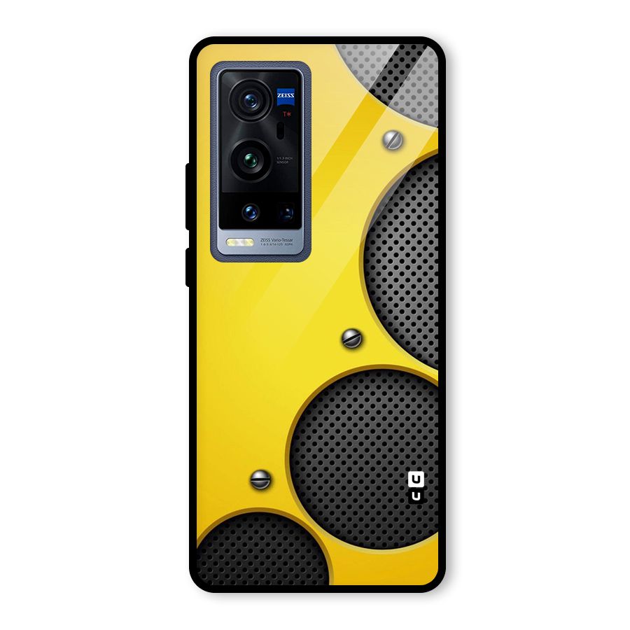 Black Net Yellow Glass Back Case for Vivo X60 Pro Plus