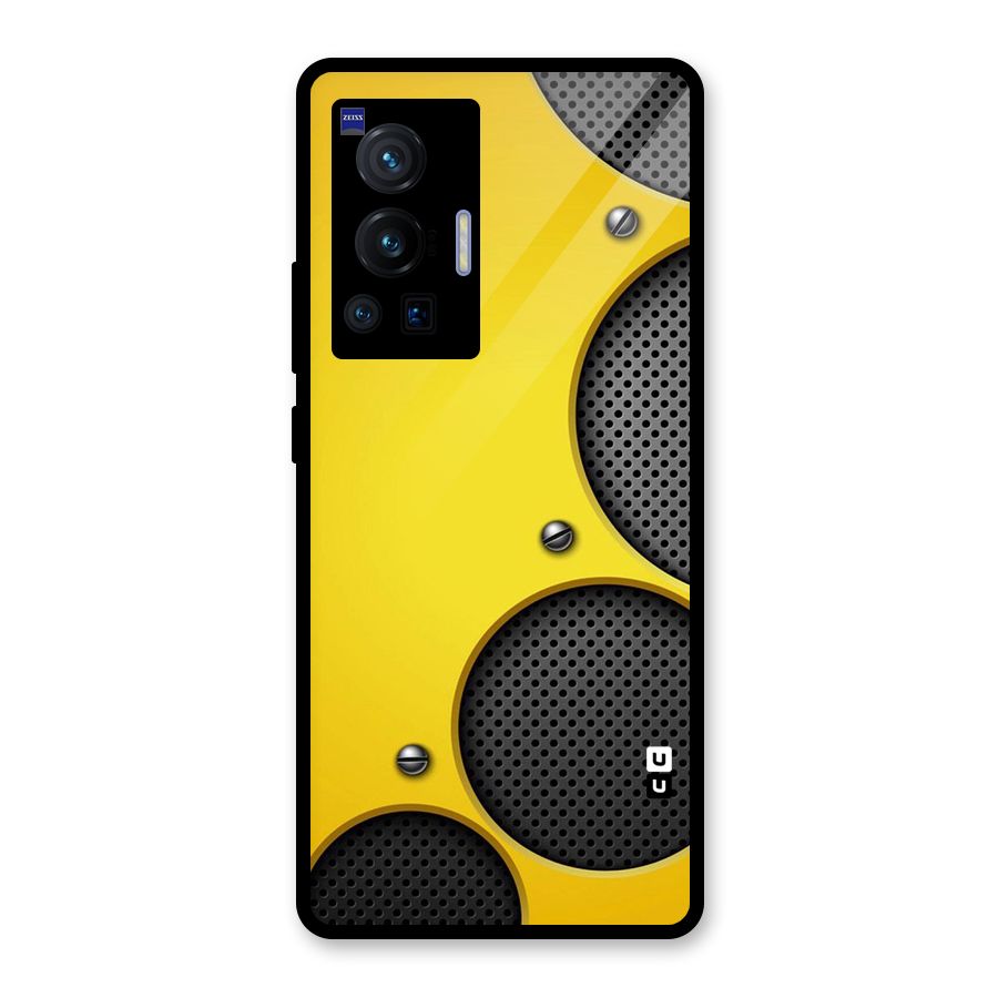 Black Net Yellow Glass Back Case for Vivo X70 Pro