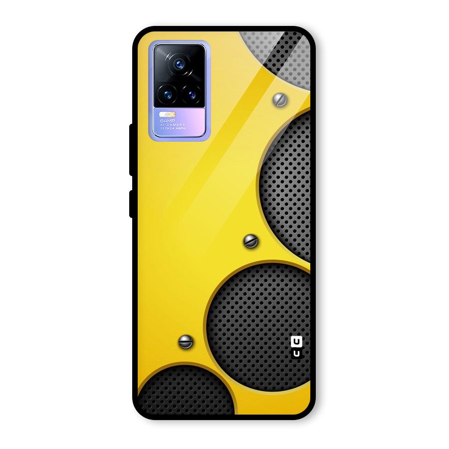 Black Net Yellow Glass Back Case for Vivo Y73
