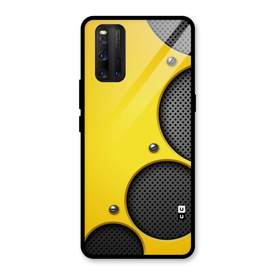 Black Net Yellow Glass Back Case for Vivo iQOO 3