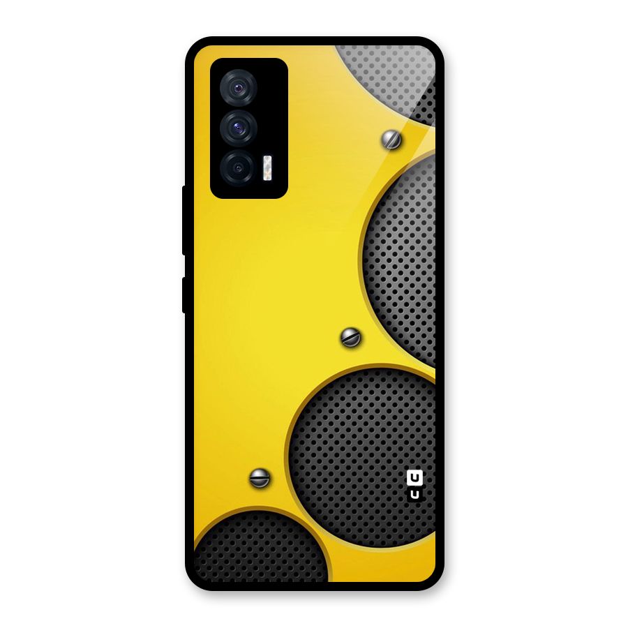 Black Net Yellow Glass Back Case for Vivo iQOO 7 5G