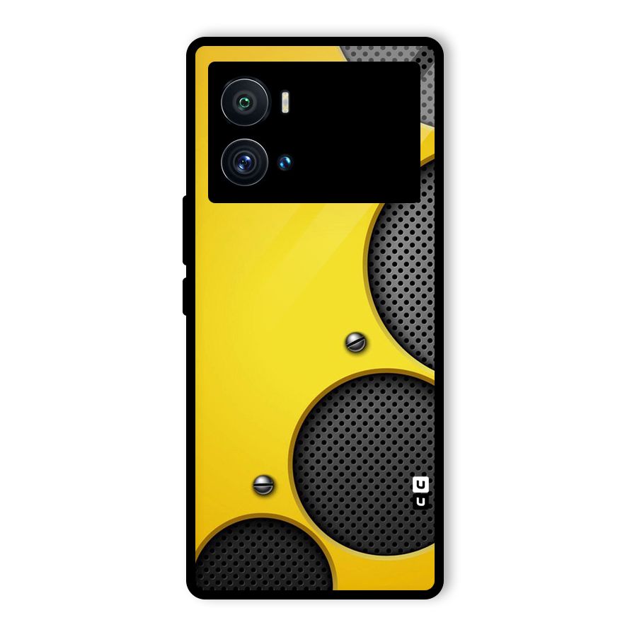 Black Net Yellow Glass Back Case for Vivo iQOO 9 Pro