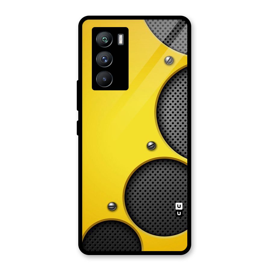 Black Net Yellow Glass Back Case for Vivo iQOO 9 SE