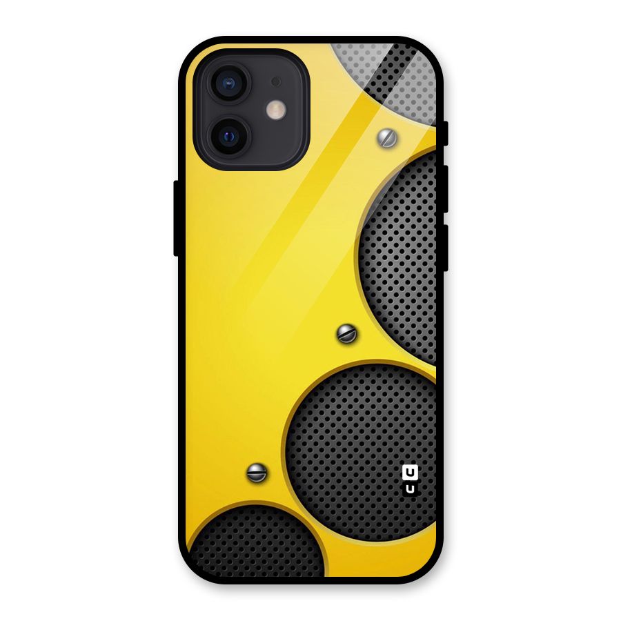 Black Net Yellow Glass Back Case for iPhone 12