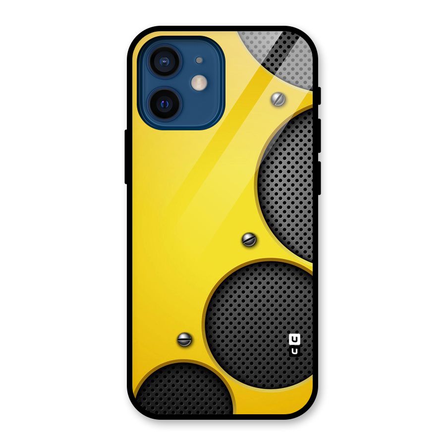 Black Net Yellow Glass Back Case for iPhone 12 Mini