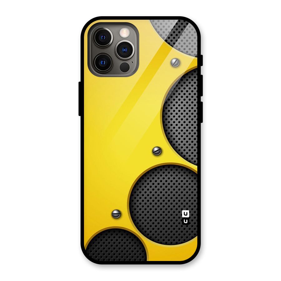 Black Net Yellow Glass Back Case for iPhone 12 Pro
