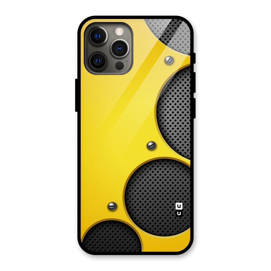 Black Net Yellow Glass Back Case for iPhone 12 Pro Max