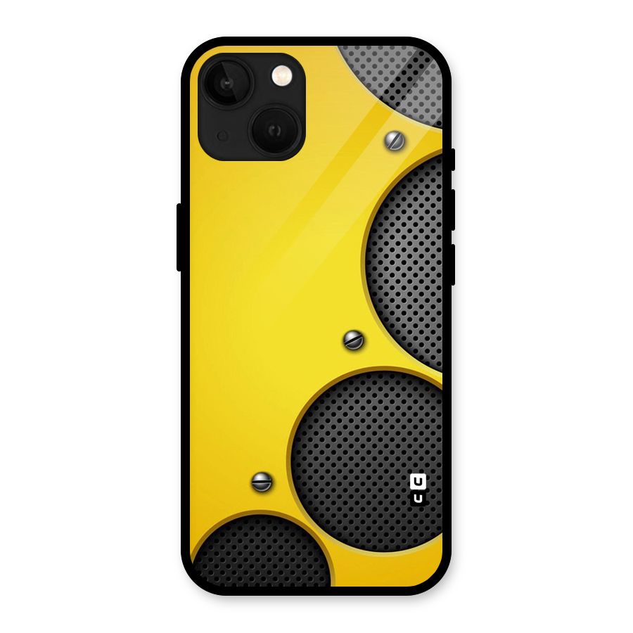 Black Net Yellow Glass Back Case for iPhone 13
