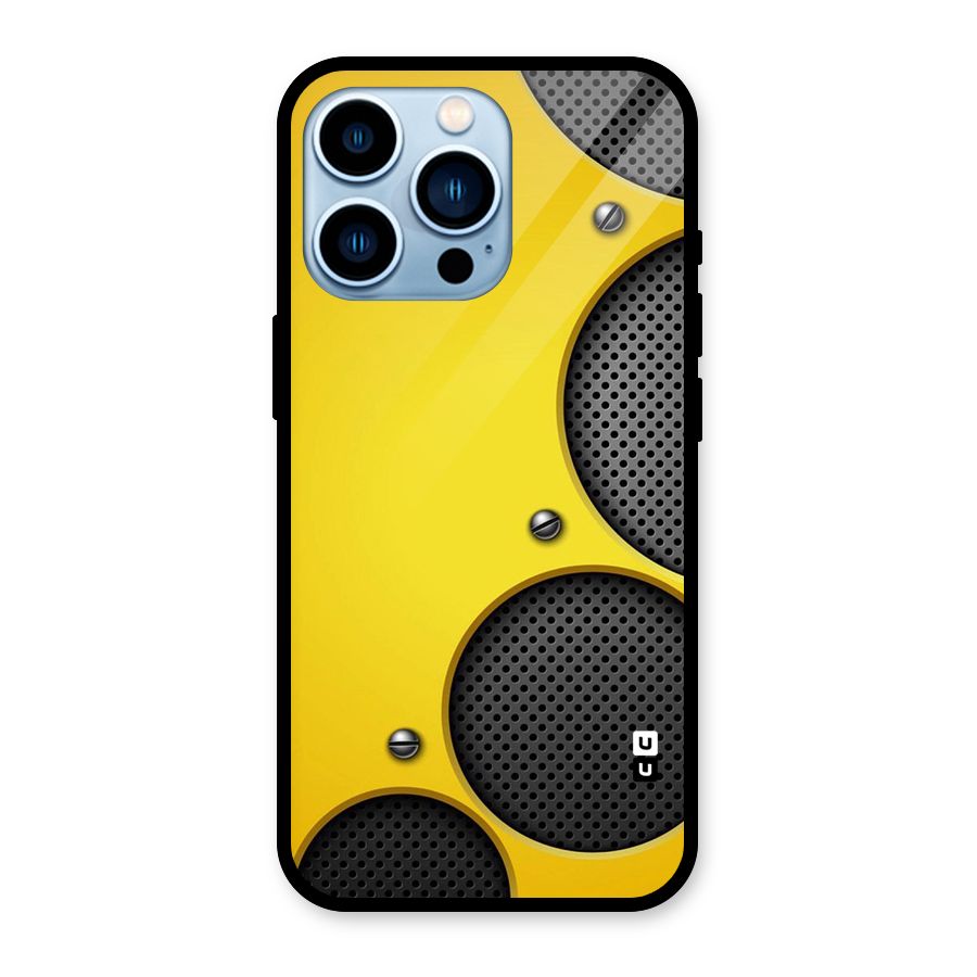 Black Net Yellow Glass Back Case for iPhone 13 Pro