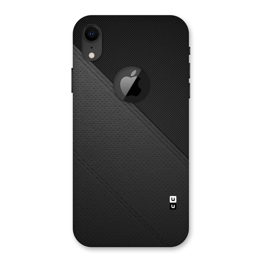 Black Polka Stripe Back Case for iPhone XR Logo Cut