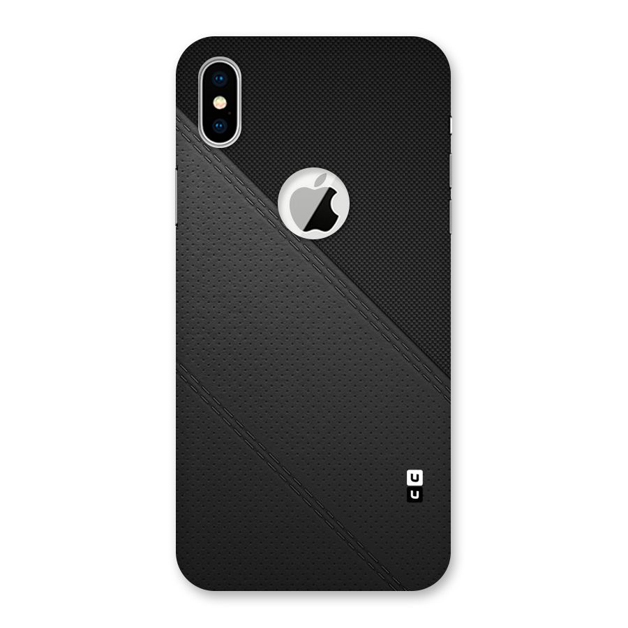 Black Polka Stripe Back Case for iPhone XS Logo Cut