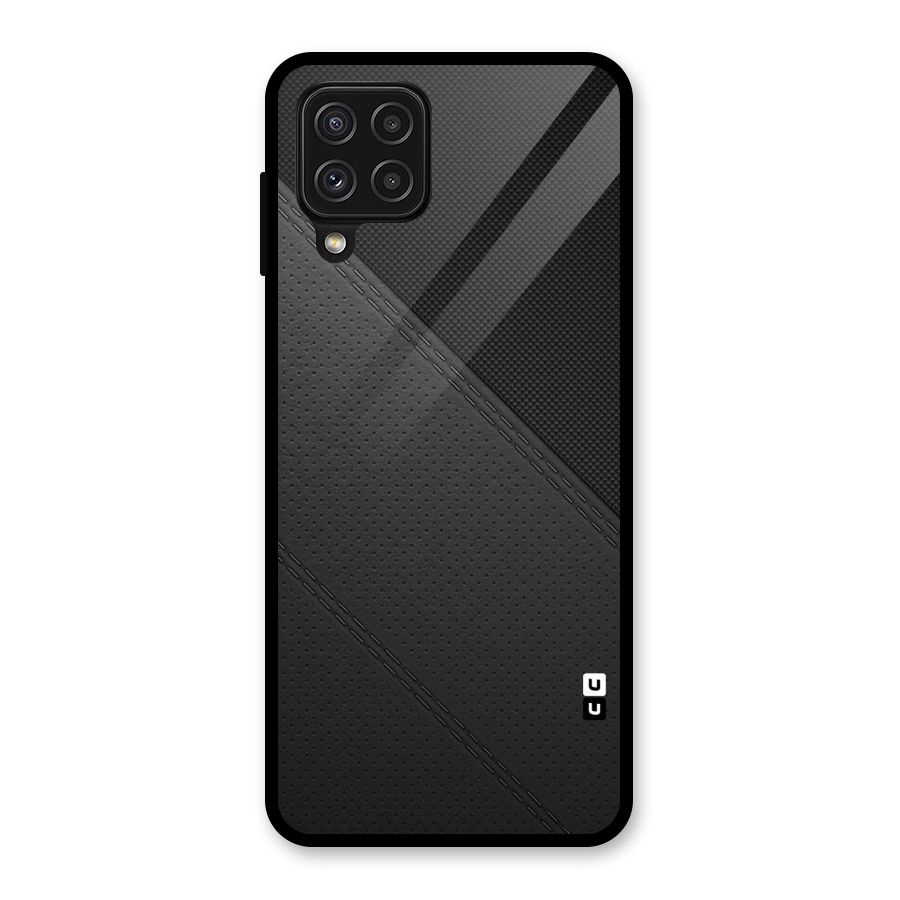 Black Polka Stripe Glass Back Case for Galaxy A22 4G