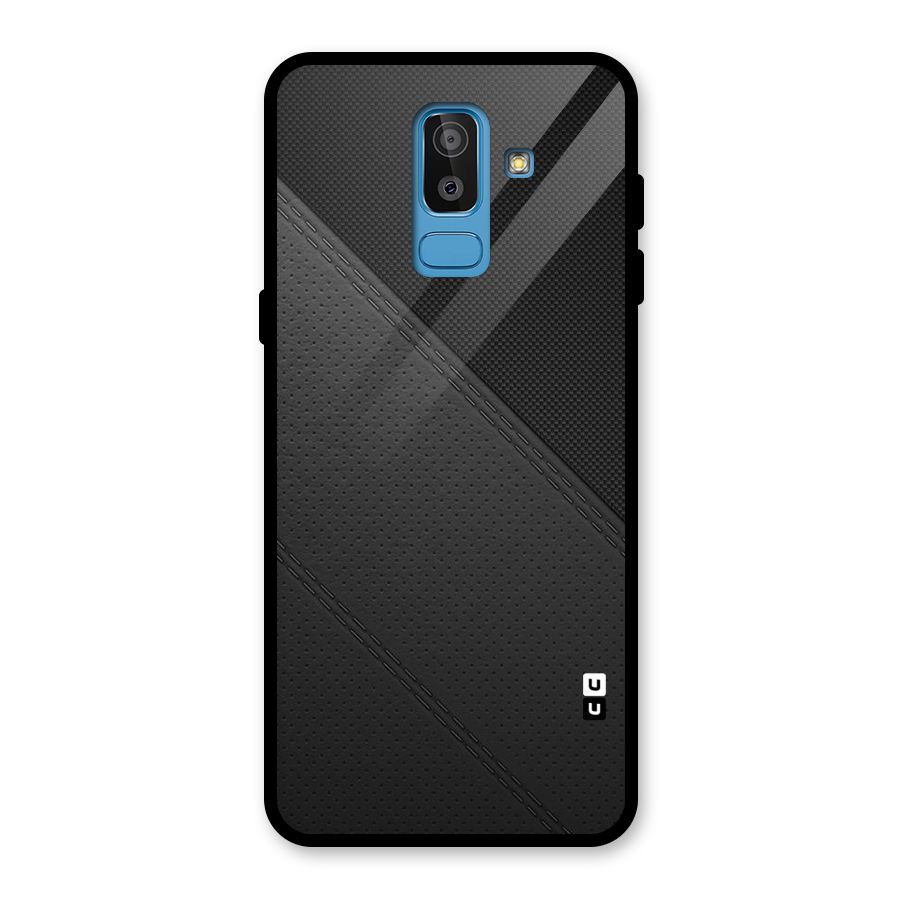Black Polka Stripe Glass Back Case for Galaxy J8