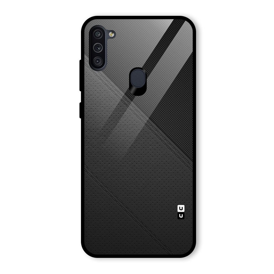 Black Polka Stripe Glass Back Case for Galaxy M11