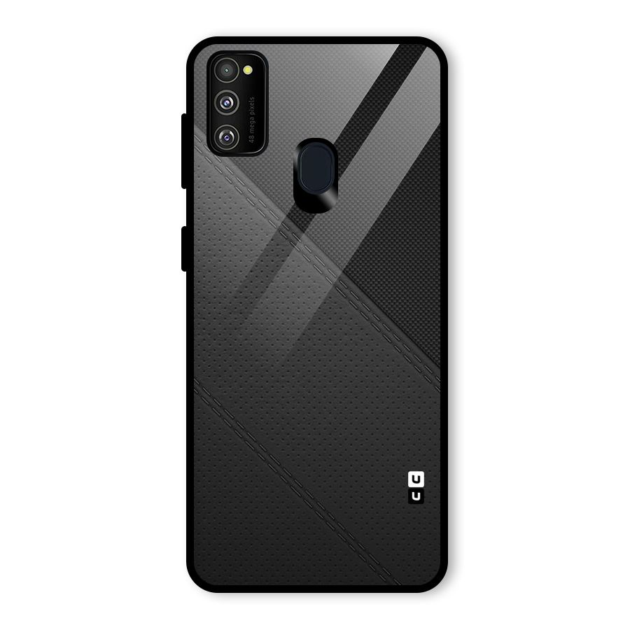 Black Polka Stripe Glass Back Case for Galaxy M21