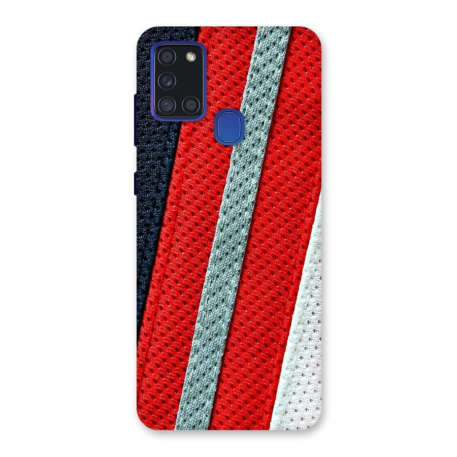 Black Red Grey Stripes Back Case for Galaxy A21s