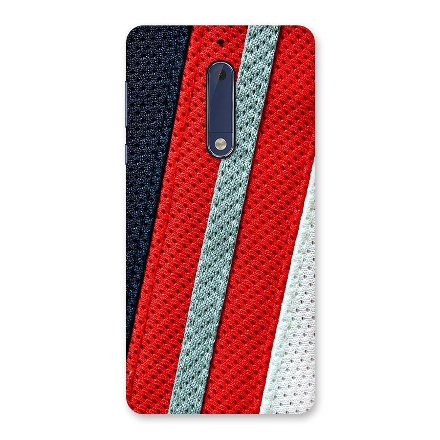 Black Red Grey Stripes Back Case for Nokia 5