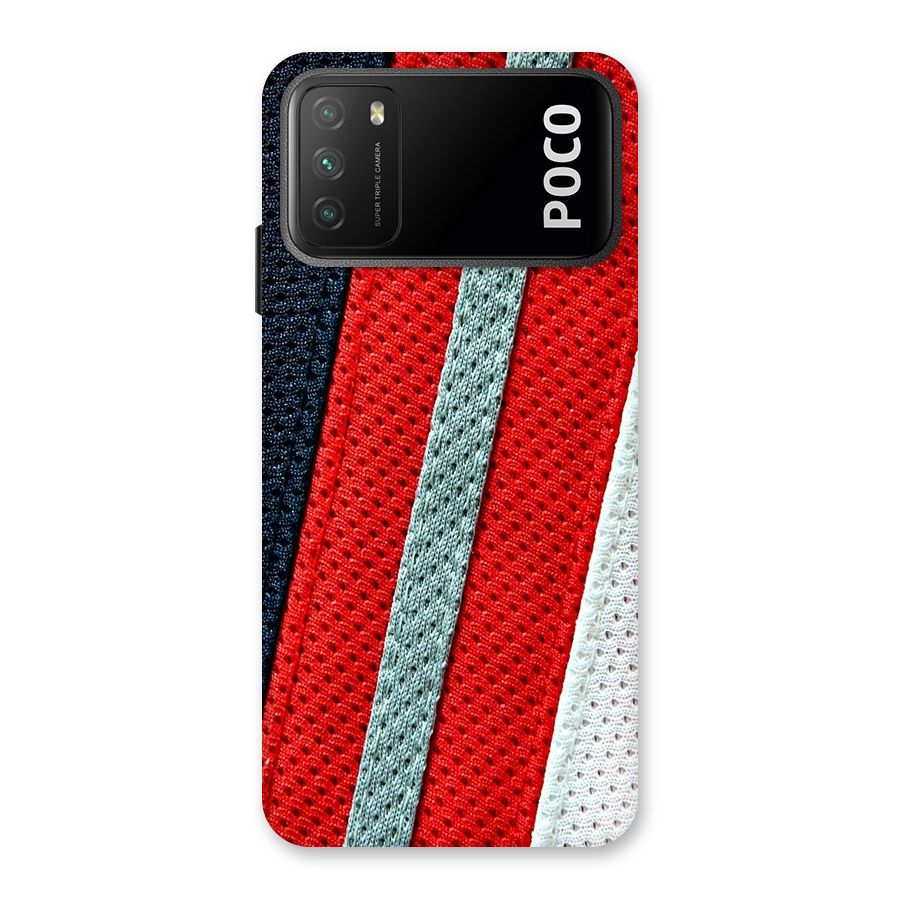 Black Red Grey Stripes Back Case for Poco M3