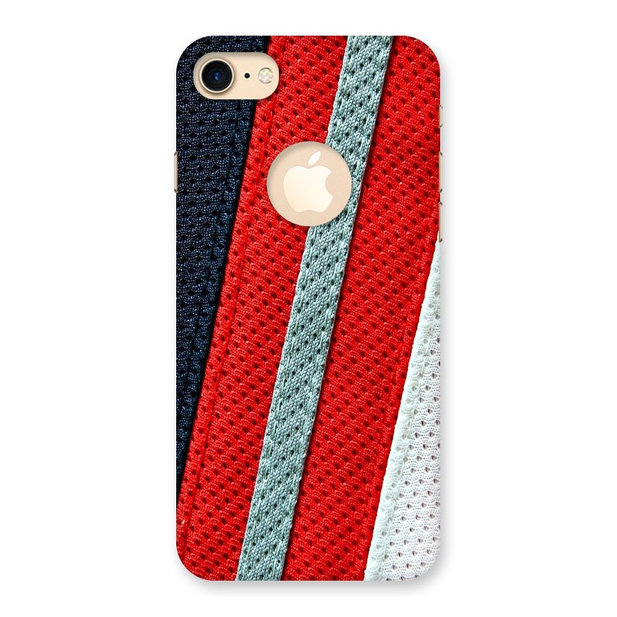 Black Red Grey Stripes Back Case for iPhone 7 Logo Cut