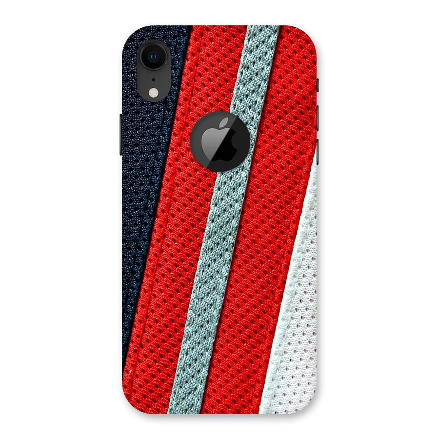 Black Red Grey Stripes Back Case for iPhone XR Logo Cut