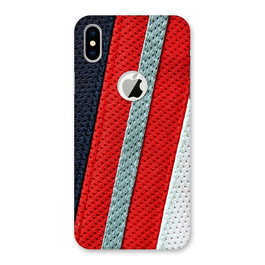 Black Red Grey Stripes Back Case for iPhone XS Logo Cut