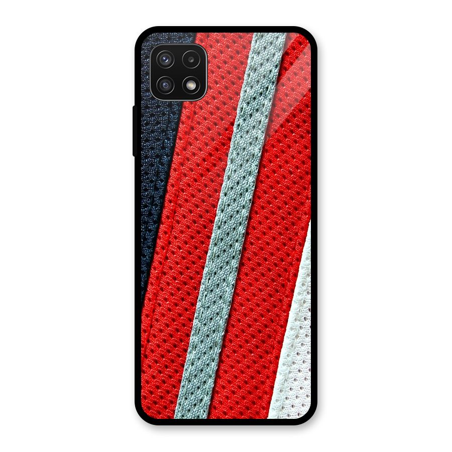 Black Red Grey Stripes Glass Back Case for Galaxy A22 5G