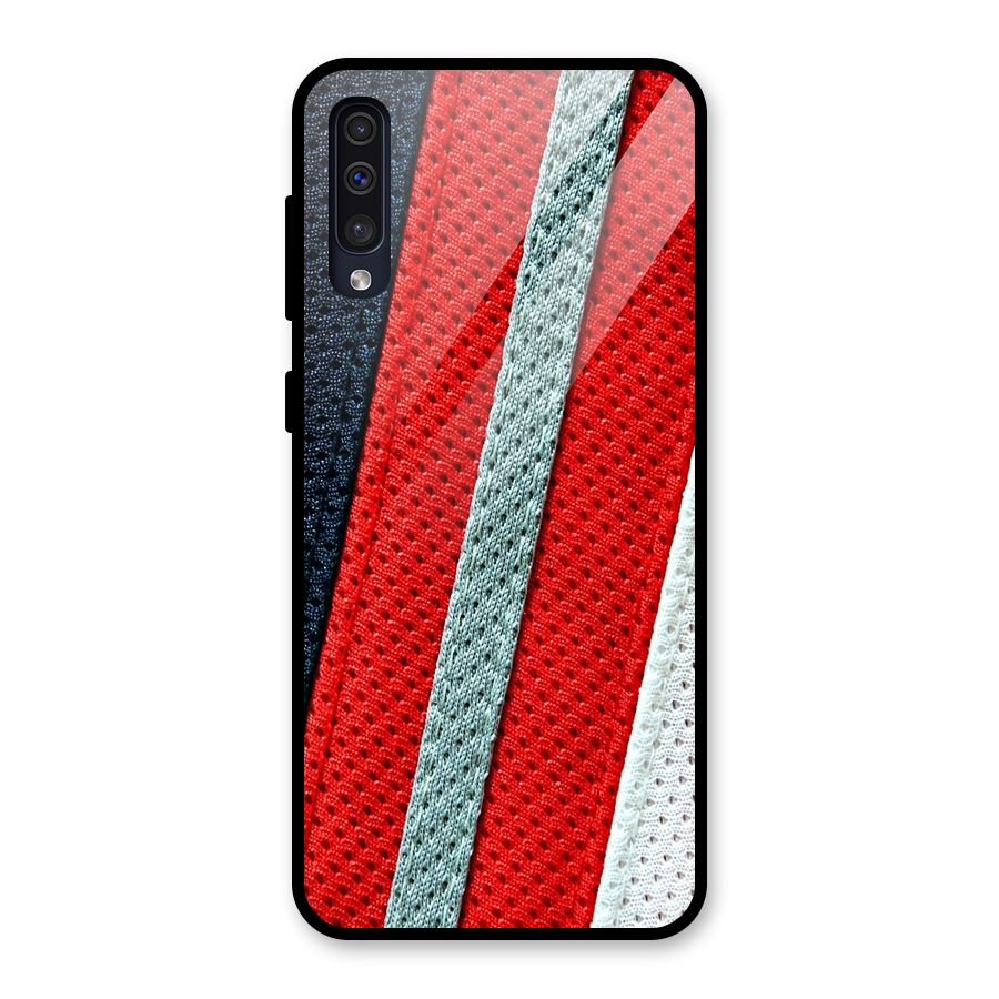 Black Red Grey Stripes Glass Back Case for Galaxy A50