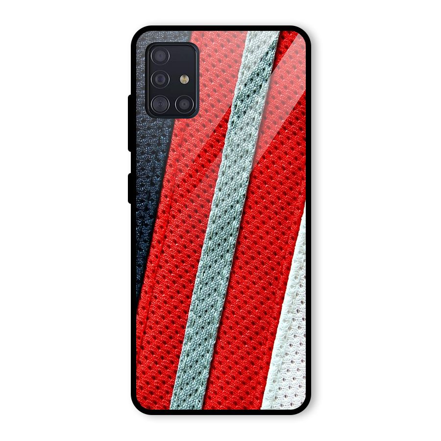 Black Red Grey Stripes Glass Back Case for Galaxy A51