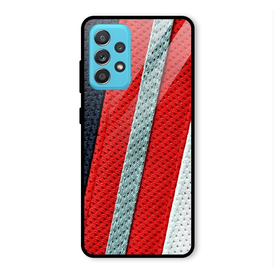 Black Red Grey Stripes Glass Back Case for Galaxy A52s 5G
