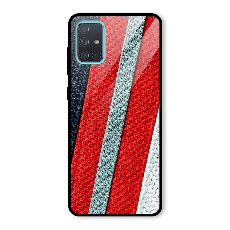 Black Red Grey Stripes Glass Back Case for Galaxy A71