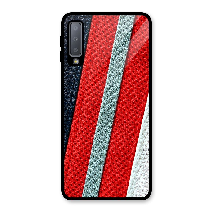 Black Red Grey Stripes Glass Back Case for Galaxy A7 (2018)