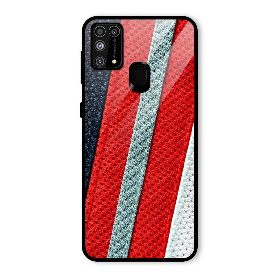 Black Red Grey Stripes Glass Back Case for Galaxy F41